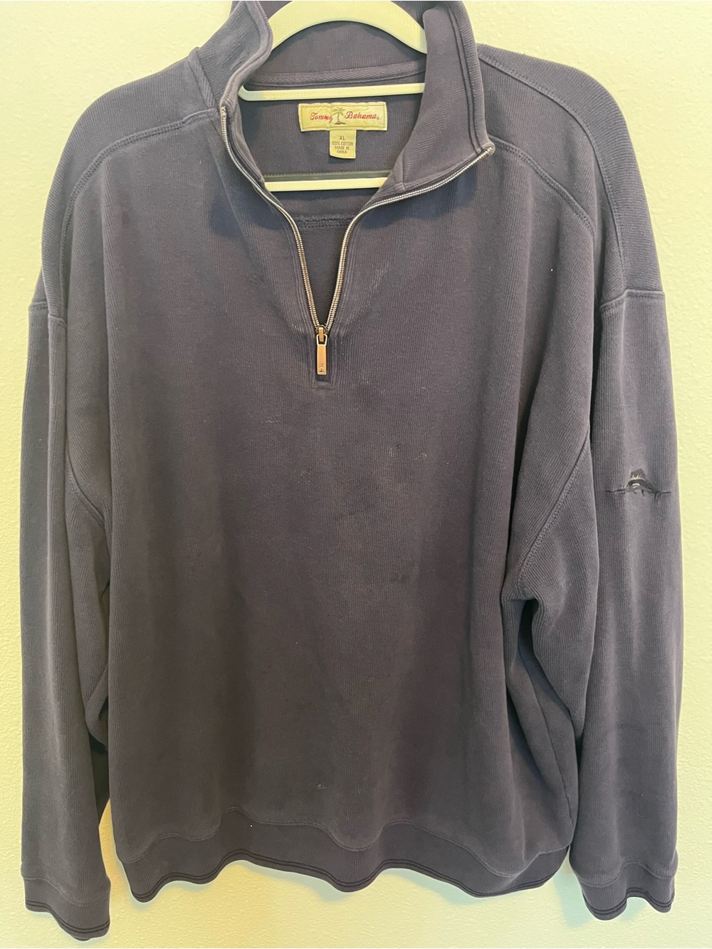 Tommy Bahama Navy Quarter-Zip Pullover Sweatshirt
